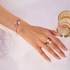 Rose Alloy Enamel Cuff Bangle & Cuff Rings Sets&nbsp;FS-WGBA561-03