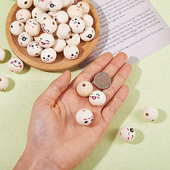 48Pcs 6 Styles Printed Wood Beads&nbsp;WOOD-TA0002-59