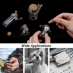 4Pcs Transparent Glass Empty Bottles with Alloy Paw Print Heart Leather Charms&nbsp;AJEW-NB00014