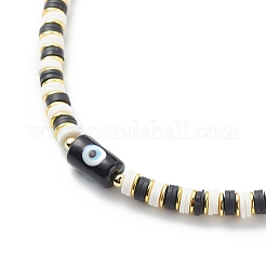 4Pcs 4 Color Lampwork Evil Eye & Polymer Clay Heishi Beaded Necklaces Set&nbsp;NJEW-JN04082