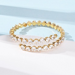 304 Stainless Steel Micro Pave Cubic Zirconia Open Cuff Bangles for Women&nbsp;BJEW-K293-04A-G