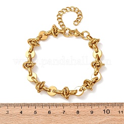 304 Stainless Steel Flat Round & Knot Link Chain Bracelets for Women&nbsp;BJEW-F536-08G