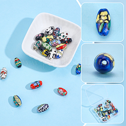 20Pcs 20 Colors Handmade Printed Porcelain Beads&nbsp;PORC-WR0001-03