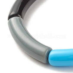 Acrylic Curved Tube Beaded Stretch Bracelet&nbsp;BJEW-JB07973-03