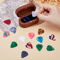 1Pc 4-Slot Oval Shaped Wood Storage Boxes with Magnetic Lid for Guitar Picks&nbsp;OBOX-DC0001-03A