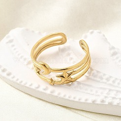 304 Stainless Steel Adjustable Open Cuff Rings for Women&nbsp;RJEW-U062-01C-G
