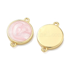 Brass Enamel Flat Round Links Connector Charms&nbsp;KK-D229-06G-03