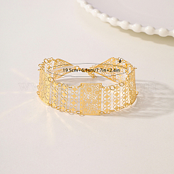 Hollow Brass Flower Wide Link Bracelets for Women&nbsp;AW7314