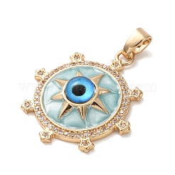 Brass Micro Pave Clear Cubic Zirconia Pendants&nbsp;KK-C264-05G