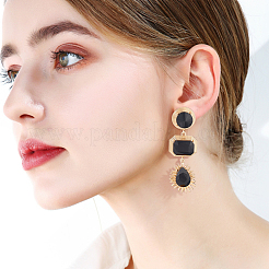 4 Pairs 4 Colors Oval & Teardrop & Rectangle Rhinestone Dangle Stud Earrings&nbsp;EJEW-AN0003-05
