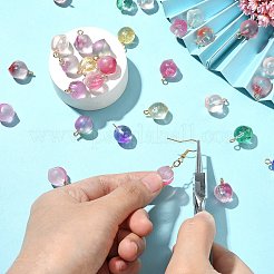 50Pcs Transparent Spray Painted Glass Peach Pendants&nbsp;GLAA-CJ0002-24