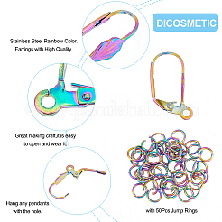 50Pcs Rainbow Color 304 Stainless Steel Leverback Earring Findings&nbsp;DIY-DC0001-52