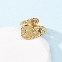 304 Stainless Steel Open Cuff Rings for Women&nbsp;RJEW-K309-05G