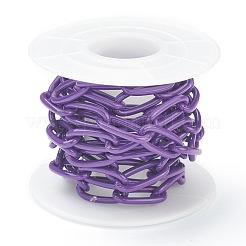 Eco-friendly Spray Painted Handmade Brass Paperclip Chains&nbsp;KK-J276-18-P14