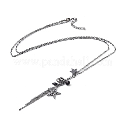Alloy Star Tassels Pendant Necklace&nbsp;NJEW-M221-02B