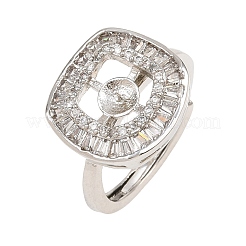 Brass Micro Pave Cubic Zirconia Adjustable Ring Components&nbsp;KK-CBAC351-03P