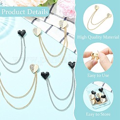 4Pcs 2 Styles Heart Rhinestone Lapel Pins&nbsp;JEWB-CJ0003-34