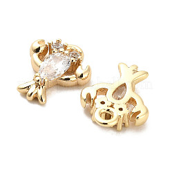 Brass Micro Pave Clear Cubic Zirconia Charms&nbsp;KK-C054-11G