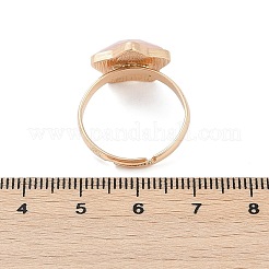 Star Natural Rose Quartz Adjustable Rings&nbsp;RJEW-H241-01G-02