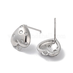 Brass Micro Pave Cubic Zirconia Stud Earring Findings&nbsp;KK-E107-25B-P