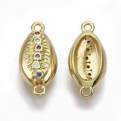 Brass Micro Pave Cubic Zirconia Links Connectors&nbsp;ZIRC-T005-022G