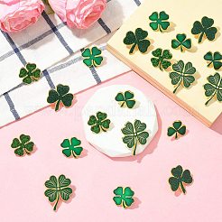 20Pcs 5 Styles Saint Patrick's Day Clover Alloy Enamel Lapel Pin Back Brooches for Backpack Clothes&nbsp;JEWB-CJ0003-65