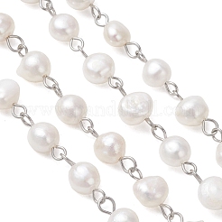 Natural Cultured Freshwater Pearl Link Chains&nbsp;AJEW-JB01585-01