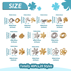 40Pcs 20 Styles 201 Stainless Steel Stud Earring Findings&nbsp;STAS-TA0001-91