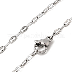 Tarnish Resistant 304 Stainless Steel Dapped Cable Chain Necklaces&nbsp;STAS-O053-03P