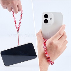 Evil Eye Beaded Phone Charm Crackle Glass Beaded Mobile Straps&nbsp;HJEW-CP0001-38