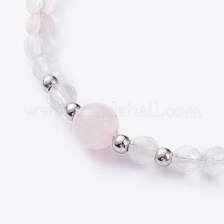 Natural Rose Quartz Beaded Bracelets&nbsp;BJEW-JB05055-03