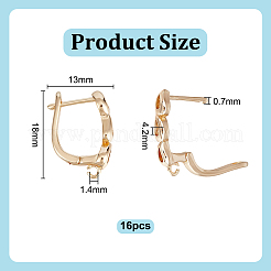 16Pcs Brass Hoop Earring Findings with Latch Back Closure&nbsp;KK-PH0012-17