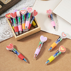 15Pcs 5 Colors Plastic Heart-Shaped Multi-Color Ballpoint Pen&nbsp;AJEW-TA0005-79