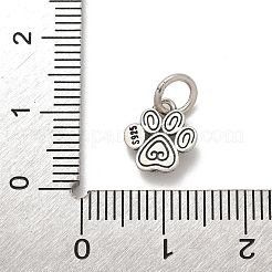 925 Fine Silver Paw Print Charms with Jump Rings and 925 Stamp&nbsp;STER-D300-12AS