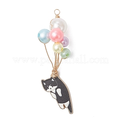 Imitation Pearl Acrylic & Alloy Enamel Big Pendants&nbsp;PALLOY-JF04991