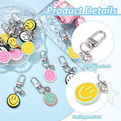 15Pcs 5 Colors Resin Enamel Smiling Face Pendant Decorations&nbsp;HJEW-YW00165
