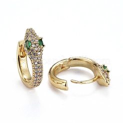 Brass Micro Pave Clear Cubic Zirconia Huggie Hoop Earrings&nbsp;ZIRC-H109-05G