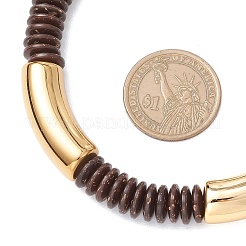 12MM Two Tone Acrylic & CCB Plastic & Coconut Curved Tube Beaded Necklaces for Women&nbsp;NJEW-JN05373-02