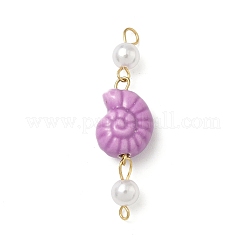 Porcelain Shell Shape & White Round ABS Plastic Imitation Pearl Beaded Connector Charms&nbsp;PALLOY-JF04408