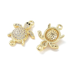 Brass Micro Pave Clear Cubic Zirconia Sea Animals Connector Charms&nbsp;KK-H280-01A-G