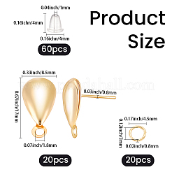 Teardrop Brass Stud Earring Findings&nbsp;KK-CN0003-40
