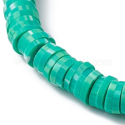 Polymer Clay Disc & Natural Malaysia Jade & TaiWan Jade Beaded Stretch Bracelet&nbsp;BJEW-JB09652-01