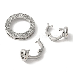 Brass Pave Clear Cubic Zirconia Fold Over Clasps&nbsp;KK-M320-24P
