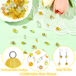 120Pcs 8 Style Glass Pendants&nbsp;PALLOY-SW00078