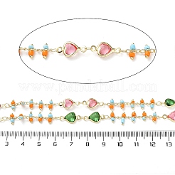 Heart Brass Glass Link Chains&nbsp;CHC-Q013-05G