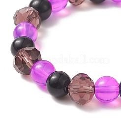 Galss Round Beaded Stretch Bracelet&nbsp;BJEW-JB09239