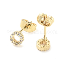Brass Micro Pave Cubic Zirconia Stud Earrings&nbsp;EJEW-P247-03G