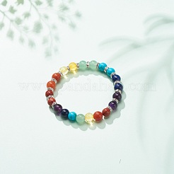Natural & Synthetic Mixed Stone Round Beads Beaded Stretch Bracelet&nbsp;BJEW-JB08573