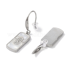 Rectangle 304 Stainless Steel Rhinestone Dangle Earrings&nbsp;EJEW-L283-043P