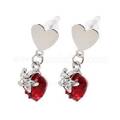 Alloy with Handmade Lampwork Stud Dangle Earrings&nbsp;LA-CBA71FC-01P-D